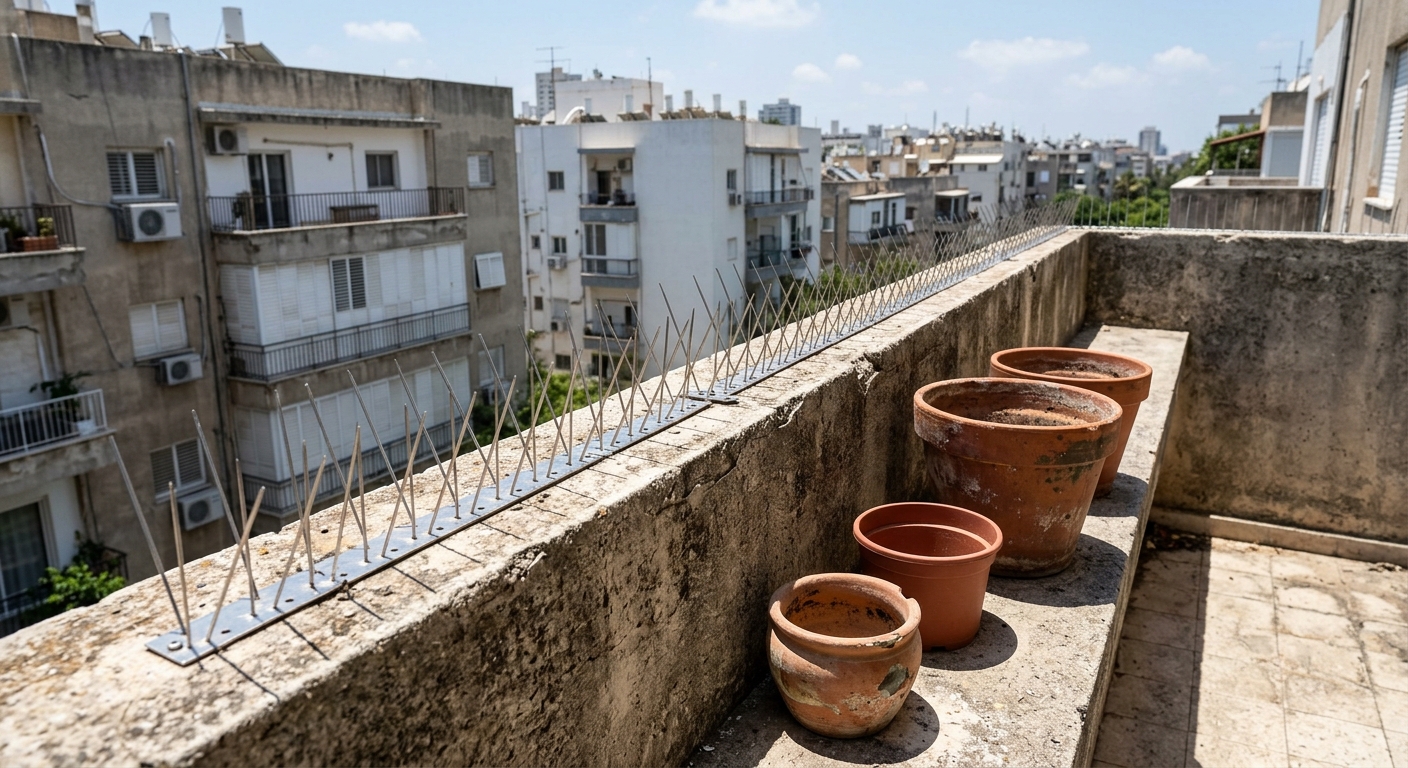 יונים על המרפסת בשפירא: דוקרנים, ג׳ל או רשת — מה באמת עובד בלי לריב עם השכנים?